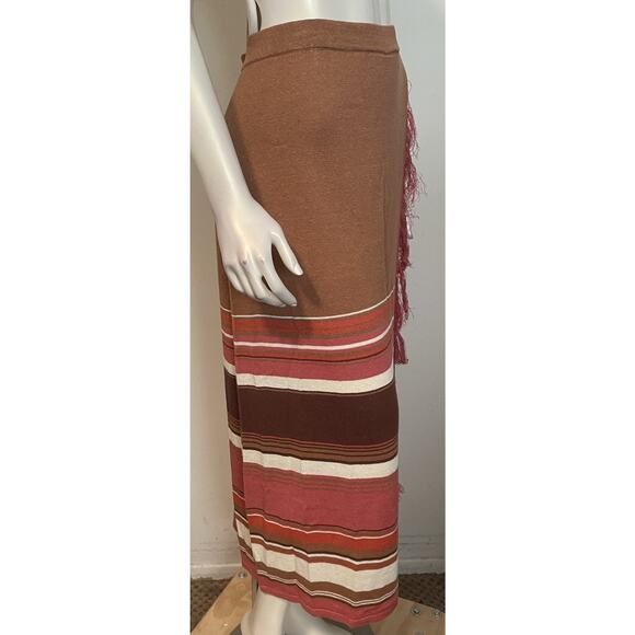 Double D Ranch Monument Pass Skirt 1X NWT Orange Brown Stripe Fringe - Picture 4 of 10